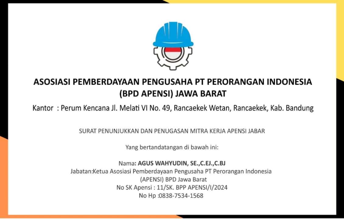 Apensi Jabar Buka Jasa Pembuatan PT Perorangan Mudah, Cepat dan Harga Terjangkau Masyarakat