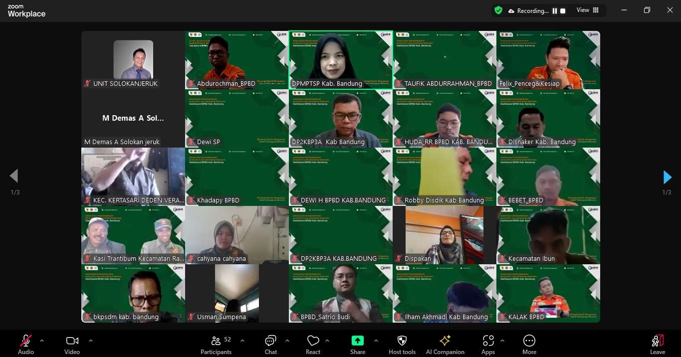 Soft Launching Aplikasi TiTaTu dan Dashboard BPBD Dilakukan Pemkab Bandung Via Zoom Meeting