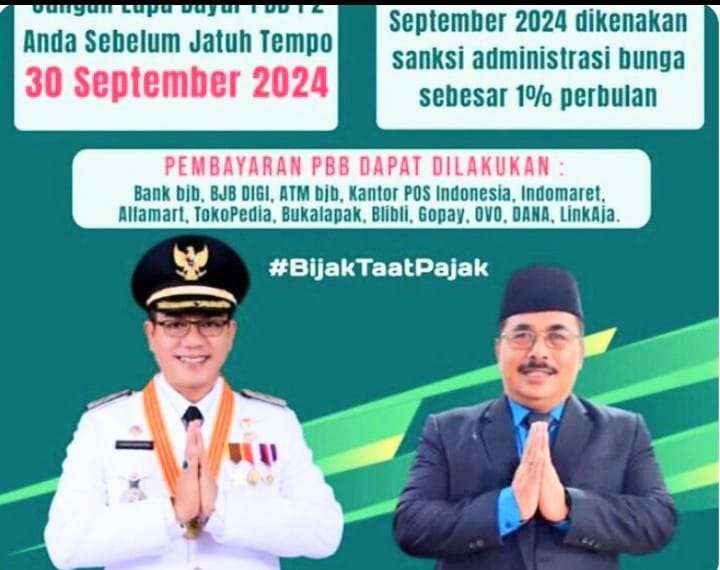 Jatuh Tempo Bayar PBB-P2 Maksimal 30 September 2024, Ini Himbauan Bapenda Kabupaten Bandung