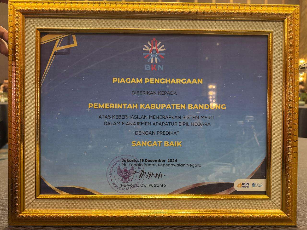 Prestasi Gemilang | Pemkab Bandung Raih Penghargaan Bergengsi dari Badan Kepegawaian Negara. Ini Kata Kang DS