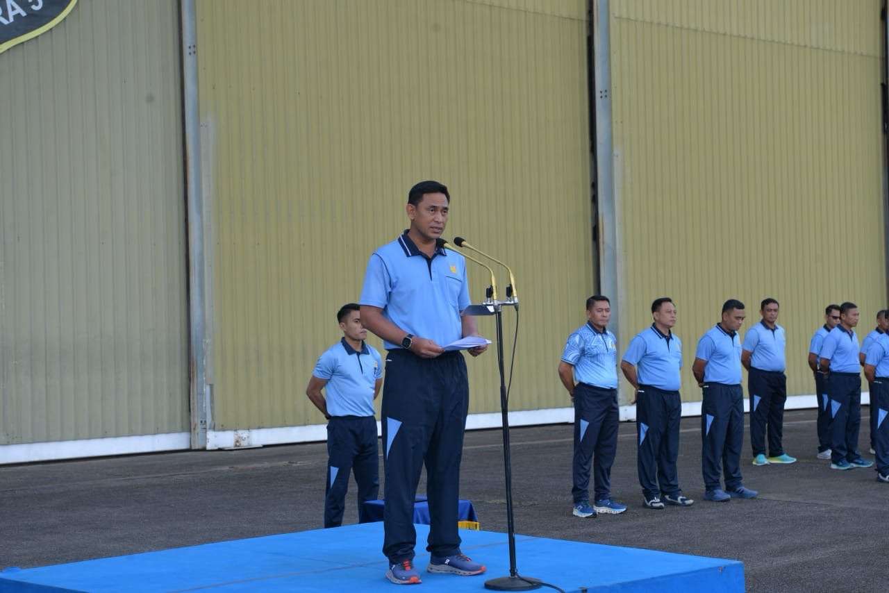Jelang Peringatan HUT TNI AU Ke-79, Personel Lanud Sultan Hasanuddin Mengikuti Pertandingan Olahraga Antar Satuan