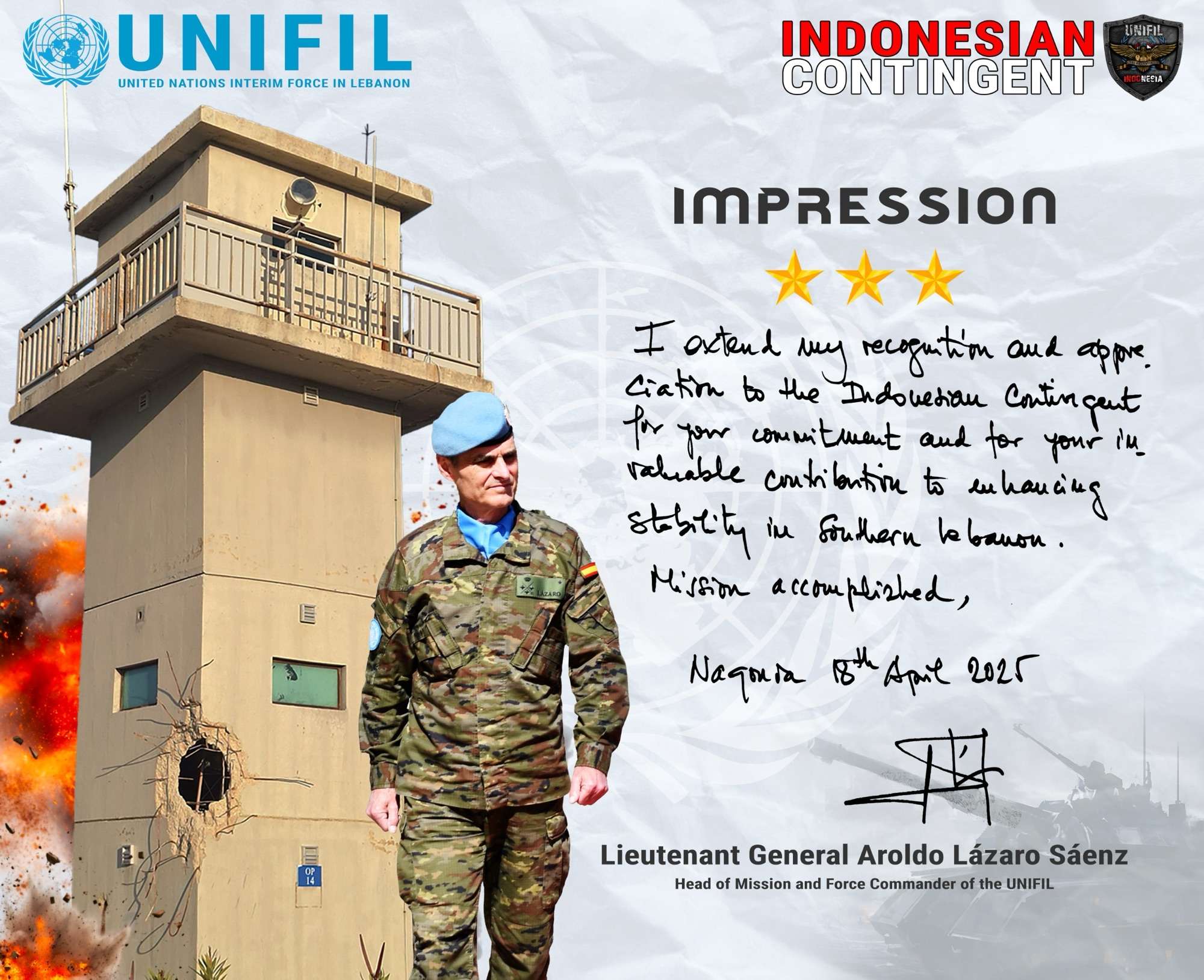 Lanjutkan Tugas, Satgas TNI Konga UNIFIL Laksanakan Transfer of Authority&nbsp;