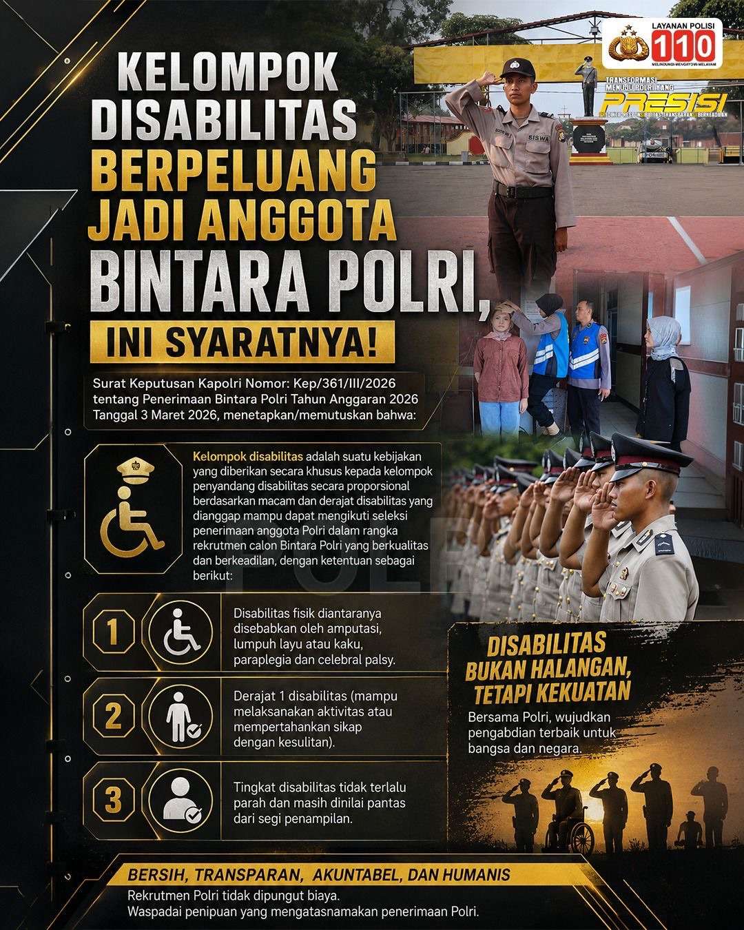 BHAYANGKARA UNTUK SEMUA: POLRI RESMI BUKA JALUR DISABILITAS DI REKRUTMEN BINTARA TA 2026