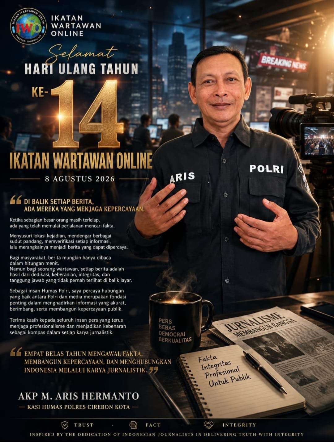 HUT KE-14 Ikatan Wartawan Online Kasi Humas Polres Cirebon Kota, Dibalik Berita Mereka Yang Jaga Kepercayaan.