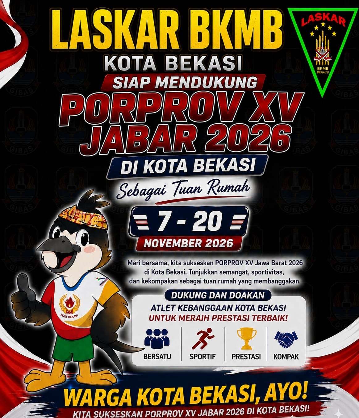 LASKAR BKMB KOTA BEKASI TEGASKAN KOMITMEN DUKUNG SUKSES PORPROV XV JAWA BARAT 2026