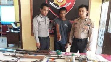 Polsek Woha Amankan AF Terduga Pencuri Toko Mister DIY, Barang Bukti Senpi Rakitan Disita