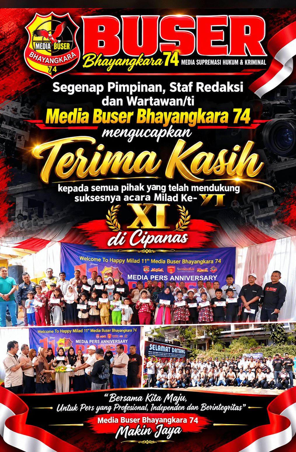 KontenJabar.com Ucapkan Selamat Milad Ke-11 Media Buser Bhayangkara 74, Apresiasi Kekompakan dan Kepedulian Sosial di Cipanas