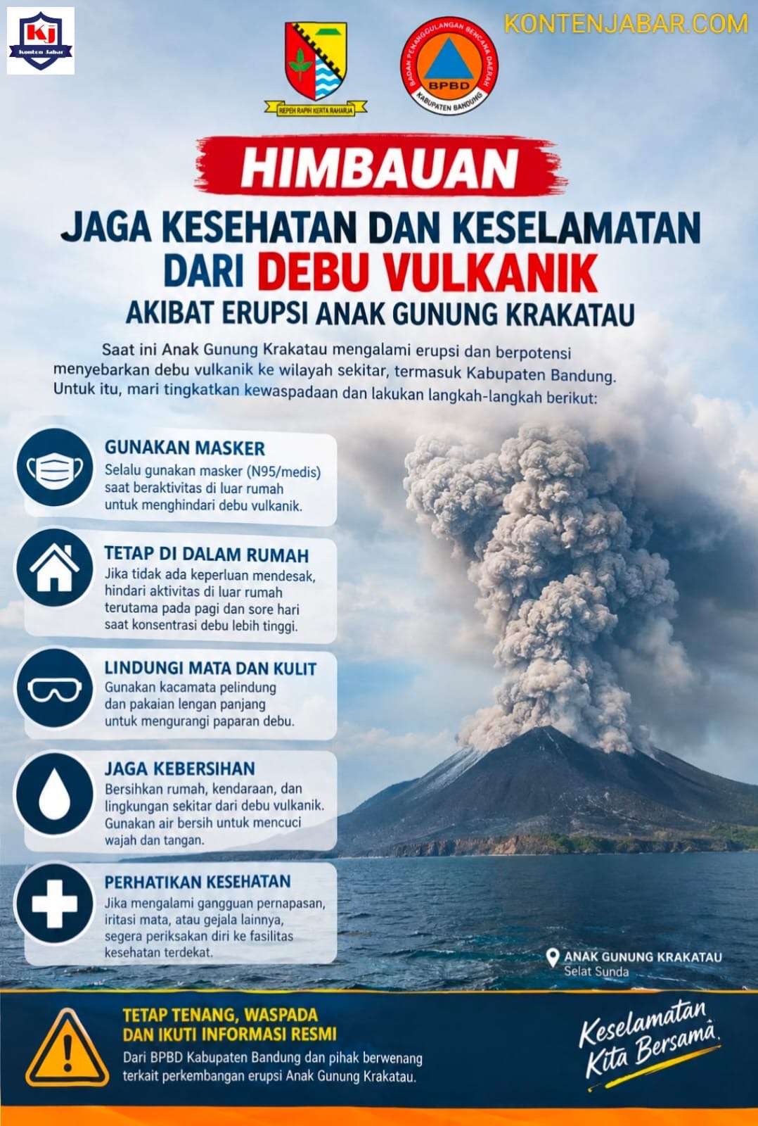 Waspada! BPBD Bandung Keluarkan Himbauan Lindungi Diri dari Debu Vulkanik Krakatau