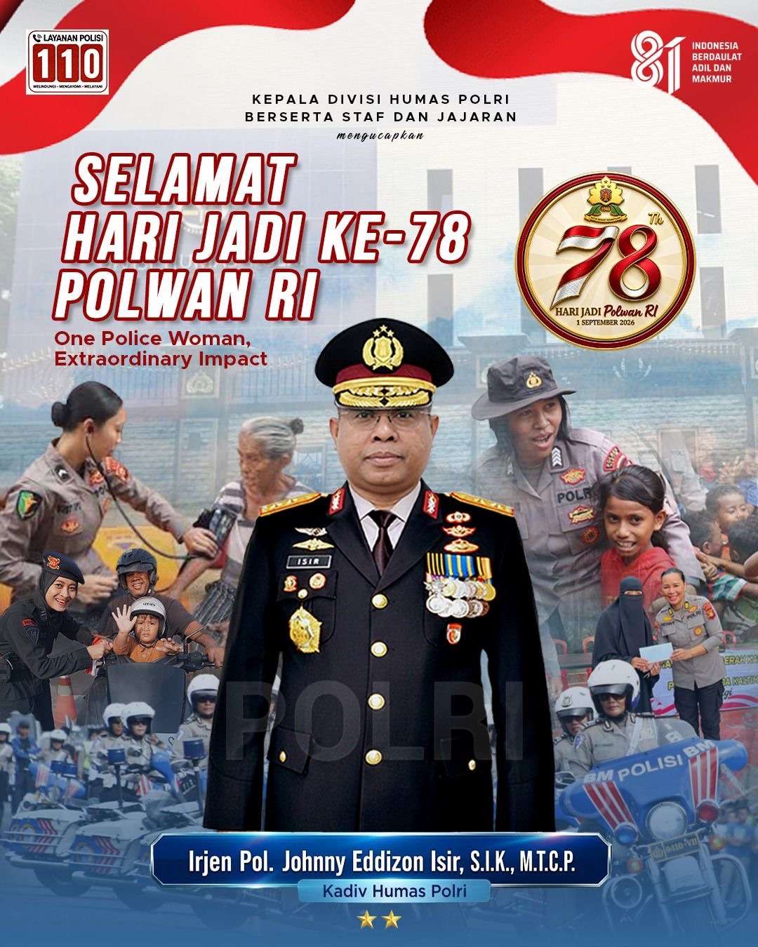 Kadiv Humas Polri Ucapkan Selamat Hari Jadi ke-78 Polwan RI: One Police Woman, Extraordinary Impact