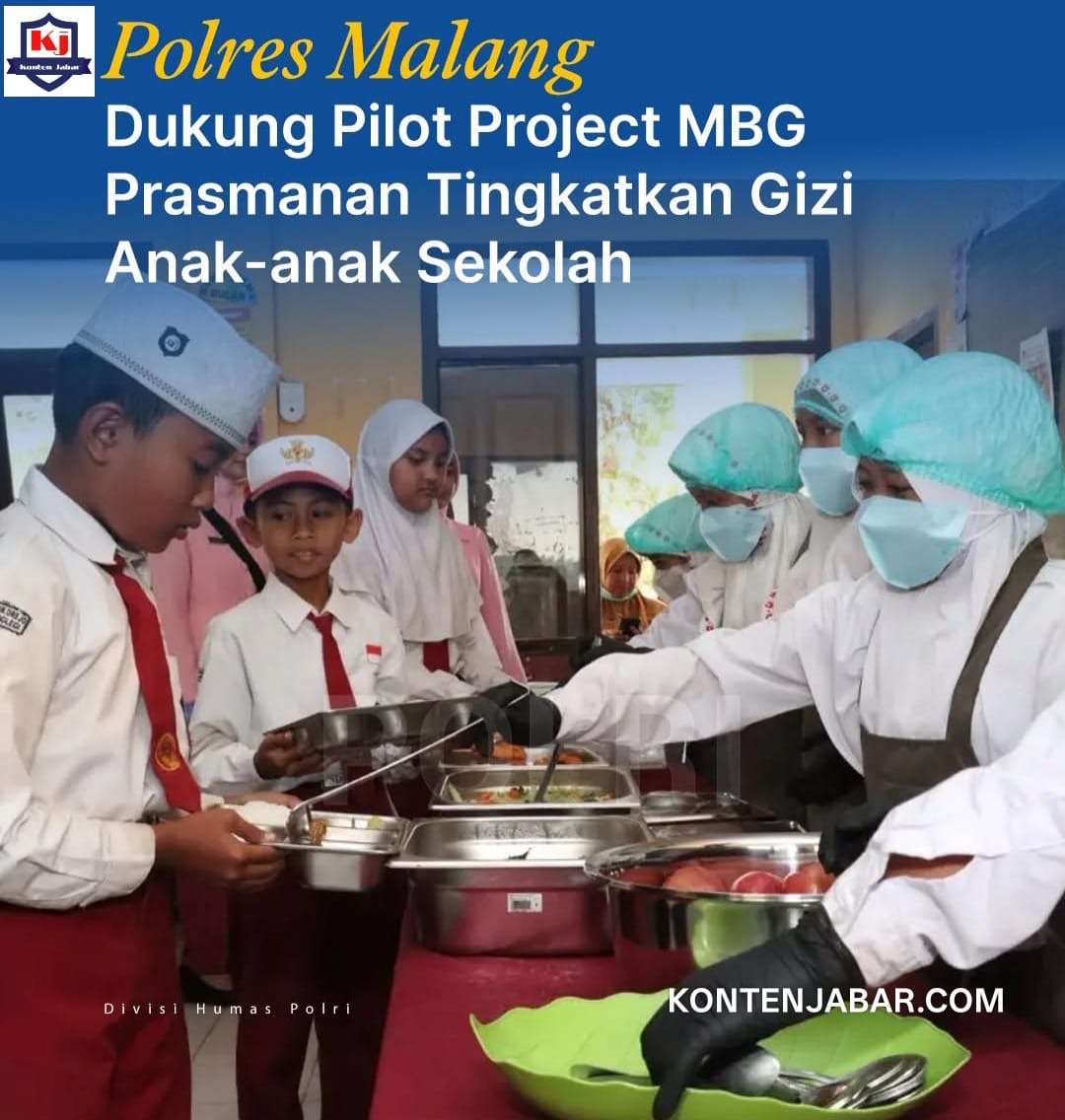 Polres Malang Tinjau Uji Coba MBG Sistem Prasmanan di SDN Sukorejo 01 Gondanglegi